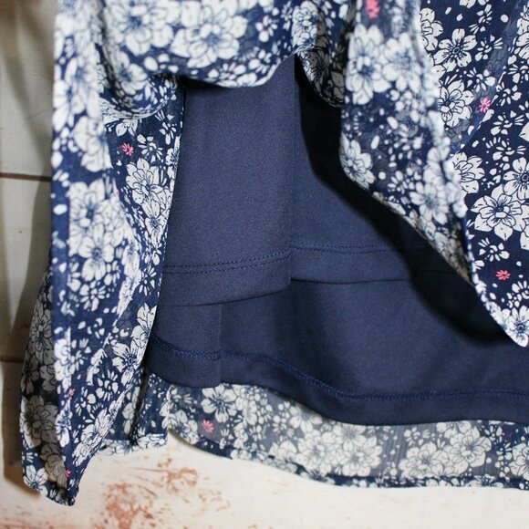 Torrid Floral Chiffon Ruffled Shoulder 5 Plus Size 5X Blue Grey Pink‎ - Picture 7 of 11